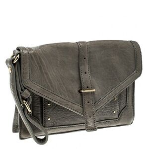 Tory Burch Grey Leather Envelope Clutch